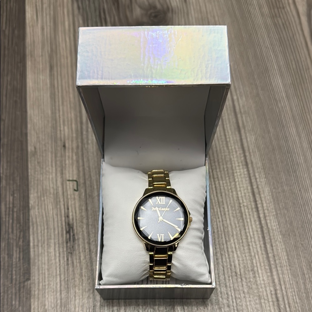 Juicy Couture Gold and Navy Blue Face Watch